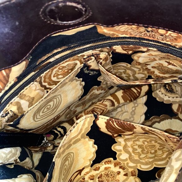 Brighton Hobo Shoulder Tote Bag in Croc Embossed Chocolate Brown Leather - Picture 12 of 12